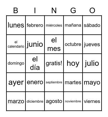 El Calendario Bingo Card