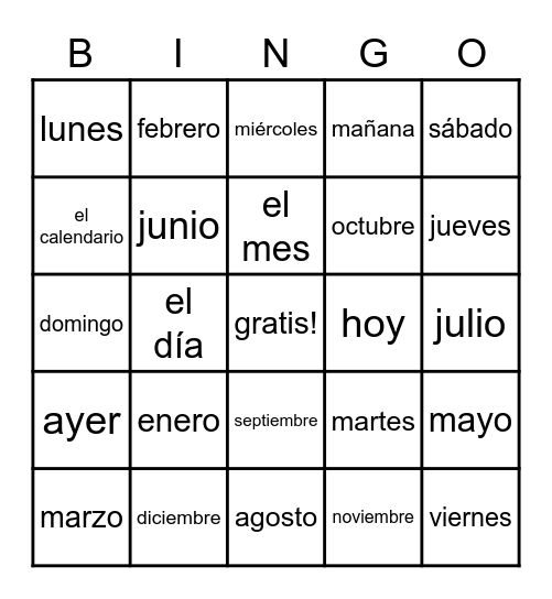 El Calendario Bingo Card