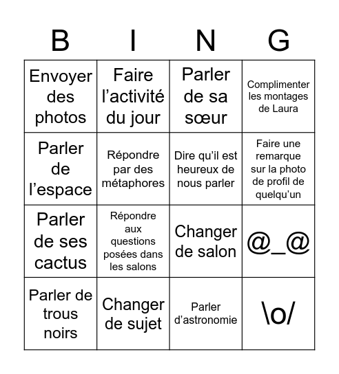 Bingo Haniel Bingo Card