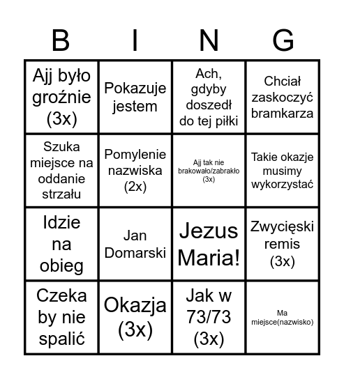 Szpaku Alert Bingo Card