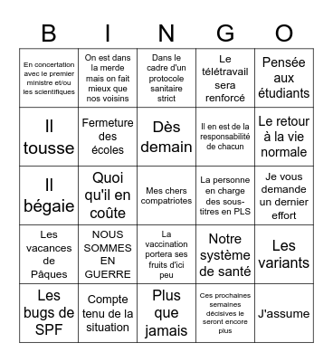 ALLOCUTION MACRON 31/03 Bingo Card