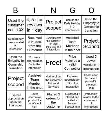 John.com Team Bingo Card