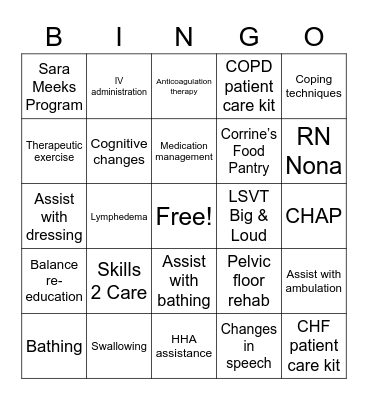 Get Christine to Explain Bingo Card