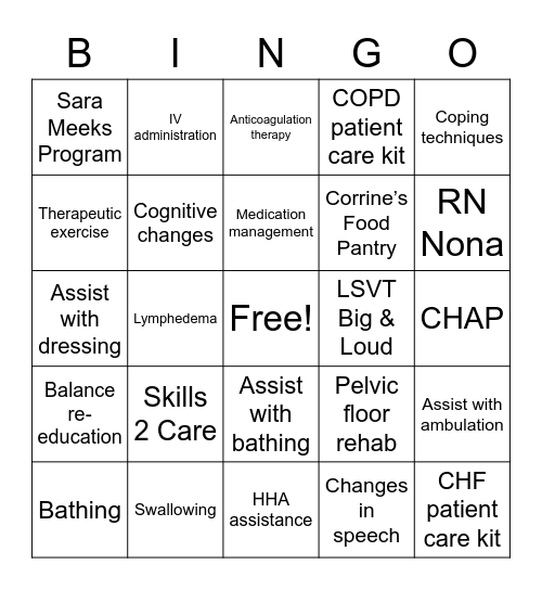 Get Christine to Explain Bingo Card