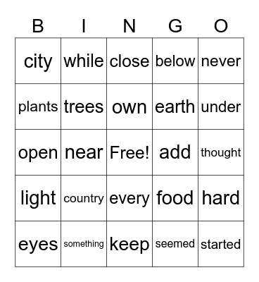 Mr. E's SIGHT WORDS Bingo Card