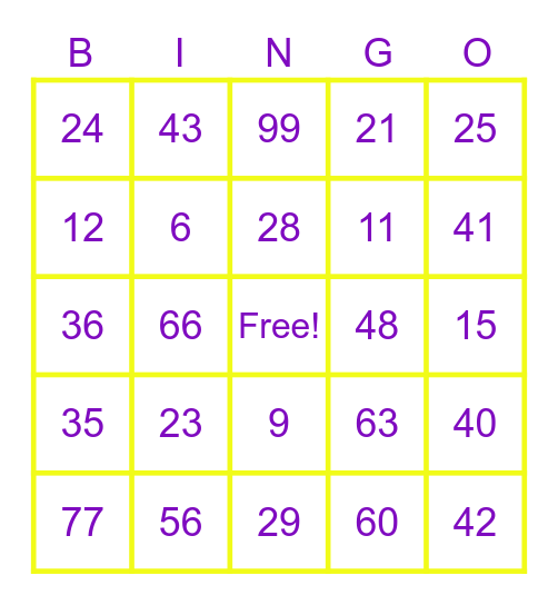 Whole Number divided by Unit Fraction Bingo! Bingo Card