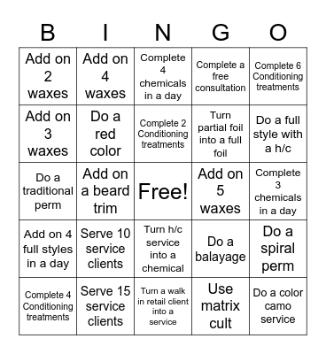 Service Bingo Card