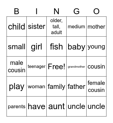 Unit 4 Bingo Card