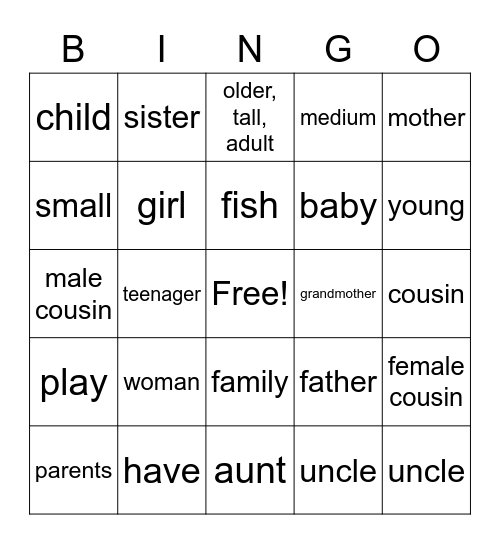 Unit 4 Bingo Card