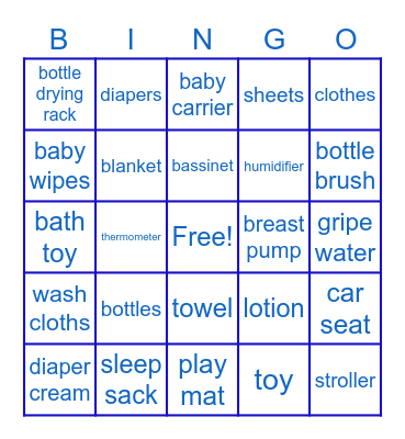 BABY SHOWER Bingo Card