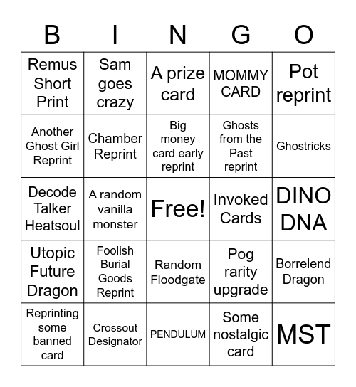 GHOSTS FROM THE PAST Bingo Card