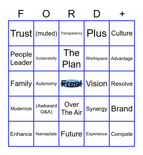 Ford Buzzword Bingo+ Bingo Card