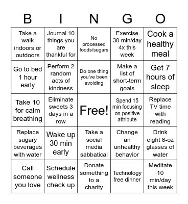 Wellness BINGO Card