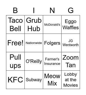 Jingles Bingo Card