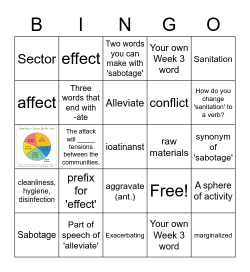 STP Week 3 Spelling and Vocabulary (with Week 2) Bingo Card