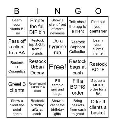 Beauty Insider Bingo - Ops Bingo Card