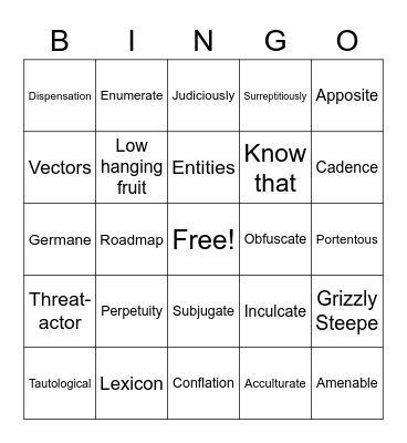 Big Word Bingo Card