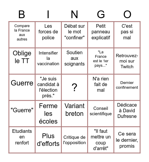 Le 20h de Macron Bingo Card