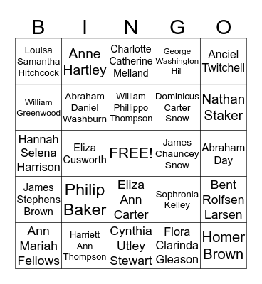 People Who Were Utah Pioneers Bingo Card