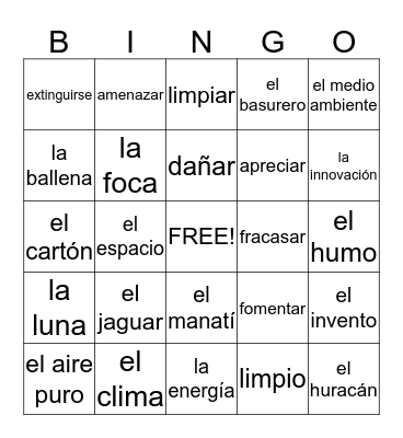 Unidad 3.1 Bingo Card