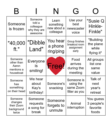 Staff Retreat Bingo Part 2 Bingo Card