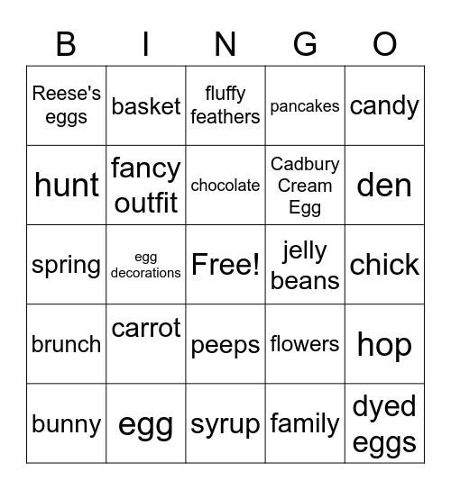 Easter Bingo Card