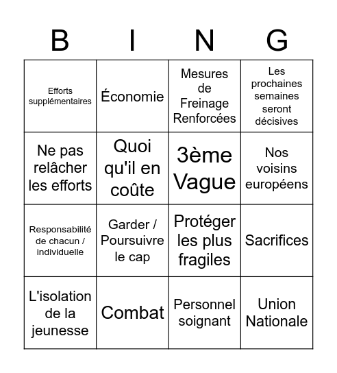 Discours Maprout Bingo Card