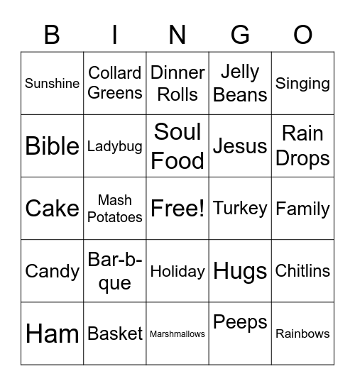 EASTER FAMILY BINGO Card