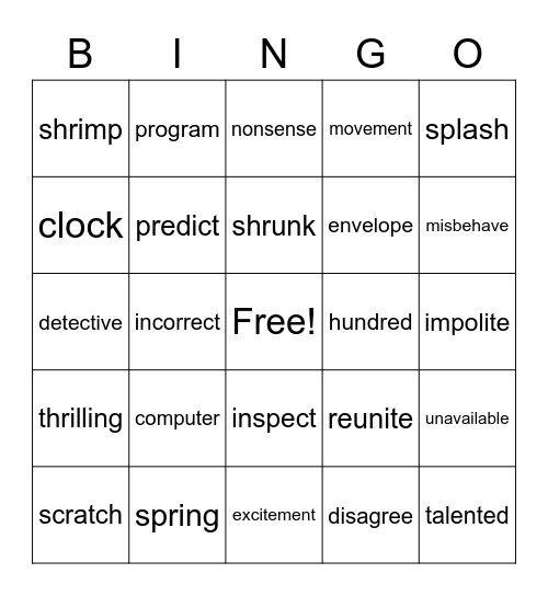 Review 1 Bingo Card