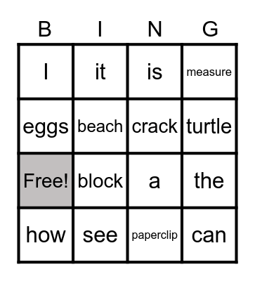 A/B Words Bingo Card