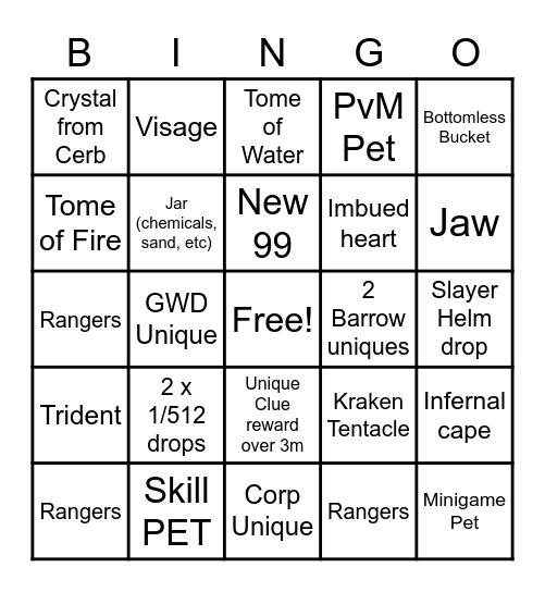 PRIMAL CC Bingo Card