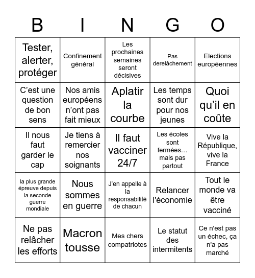 Macron Bingo Card