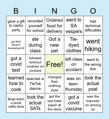 ⒸⓄⓋⒾⒹ ⒷⒾⓃⒼⓄ Bingo Card