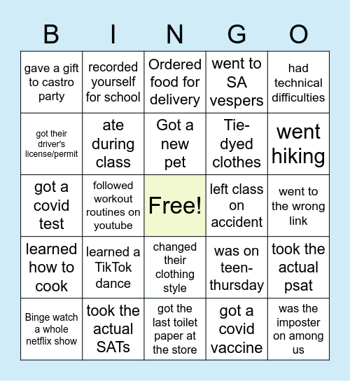 ⒸⓄⓋⒾⒹ ⒷⒾⓃⒼⓄ Bingo Card