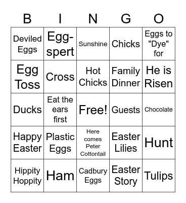 Happy Easter Break Bingo Card