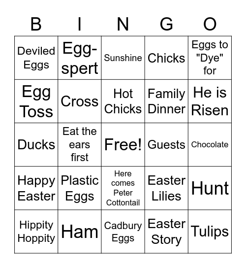 Happy Easter Break Bingo Card