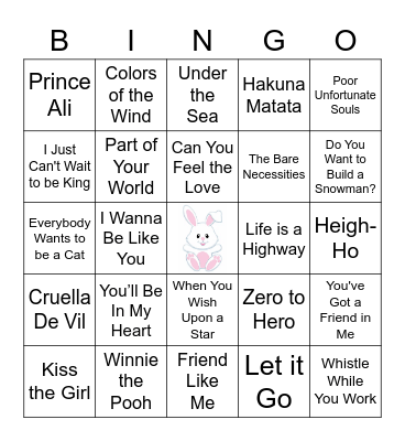 Bunny Bingo-Music Edition Bingo Card