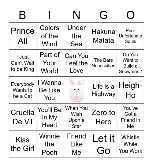 Bunny Bingo-Music Edition Bingo Card