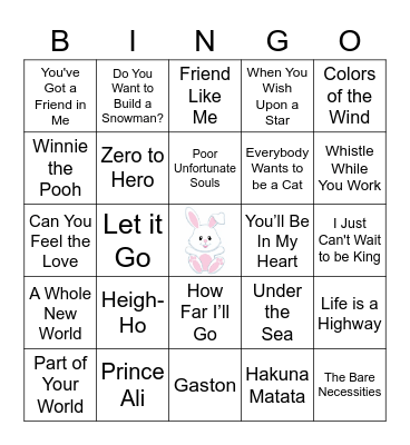 Bunny Bingo-Music Edition Bingo Card