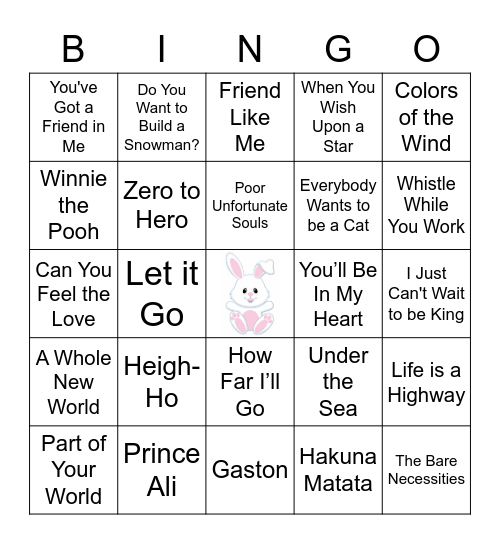 Bunny Bingo-Music Edition Bingo Card