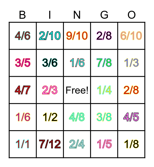 FRACTION BINGO! Bingo Card