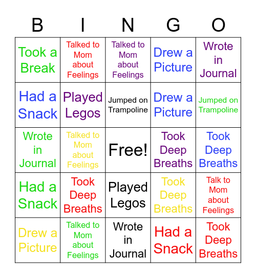 Coping Strategies Bingo Card