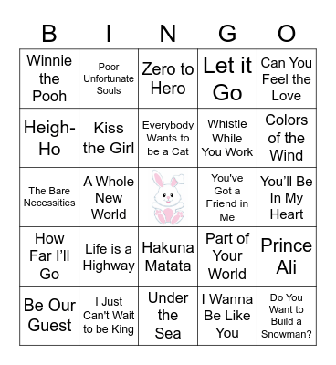 Bunny Bingo-Music Edition Bingo Card