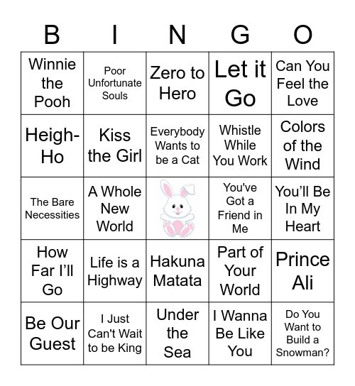 Bunny Bingo-Music Edition Bingo Card
