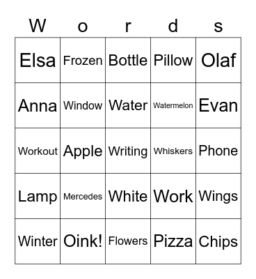 Practicing Pronouncing Words Activity Bingo Card