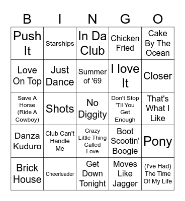 Pop Hits #3 Bingo Card
