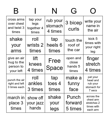 Health & Fitness Bingo Card