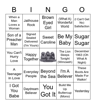 Oldies Hits Bingo Card