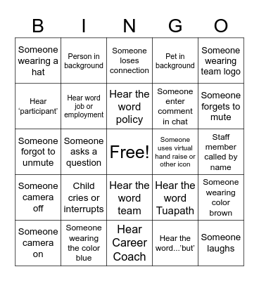 All Staff Meeting Bingo Card