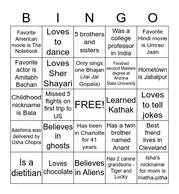 Anjana's Birthday Bingo! Bingo Card